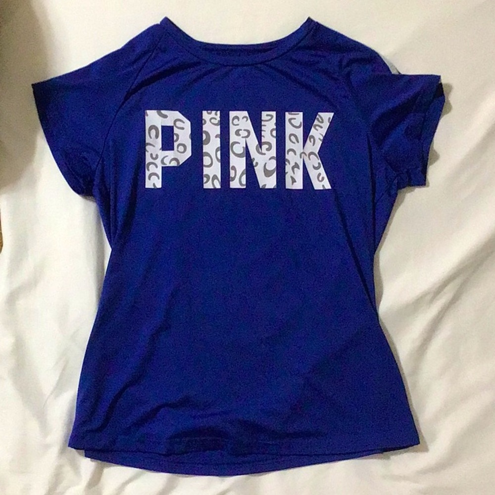 Pink blue t-shirt for women.
